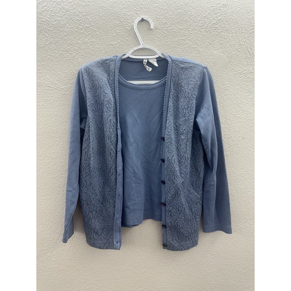 Hasting and Smith Womens Top Size Petite Medium Layered Button Up Long Sleeve